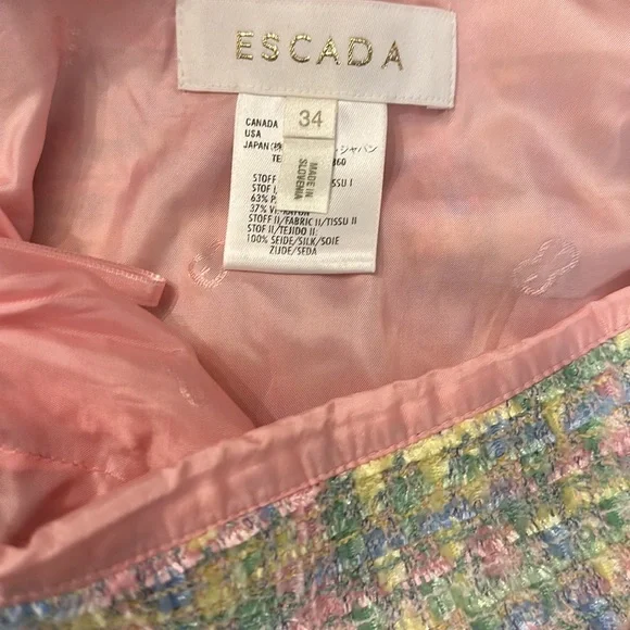 Escada Vintage Tweed Pastel Blazer and Skirt 2 Piece Suit Set - Picture 16 of 16